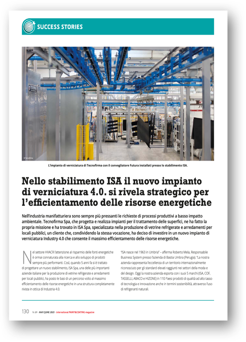 Copertina di Nello stabilimento ISA il nuovo impianto di verniciatura 4.0. si rivela strategico per l&rsquo;efficientamento delle risorse energetiche