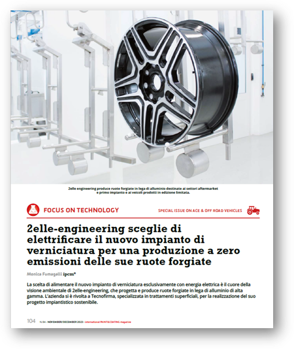 Copertina di 2elle-engineering sceglie di elettrificare il nuovo impianto di verniciatura per una produzione a zero emissioni delle sue ruote forgiate